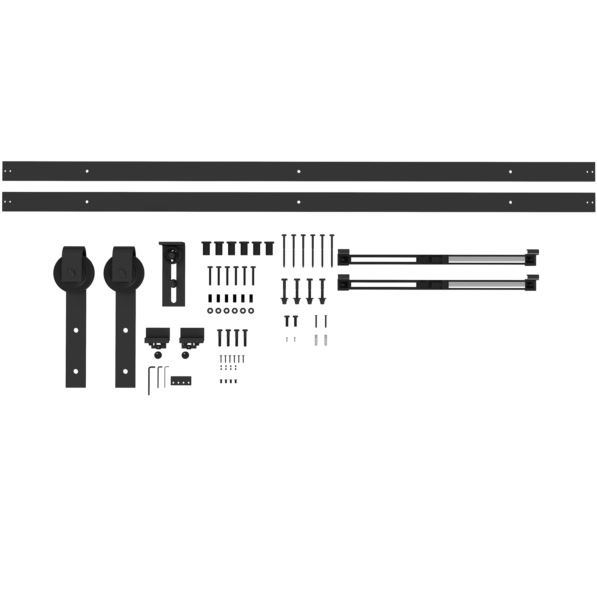 HOMCOM 244 CM quincaillerie de porte coulissante sans perçage kit de rail pour porte de grange simple en acier avec cintre en forme de J - noir