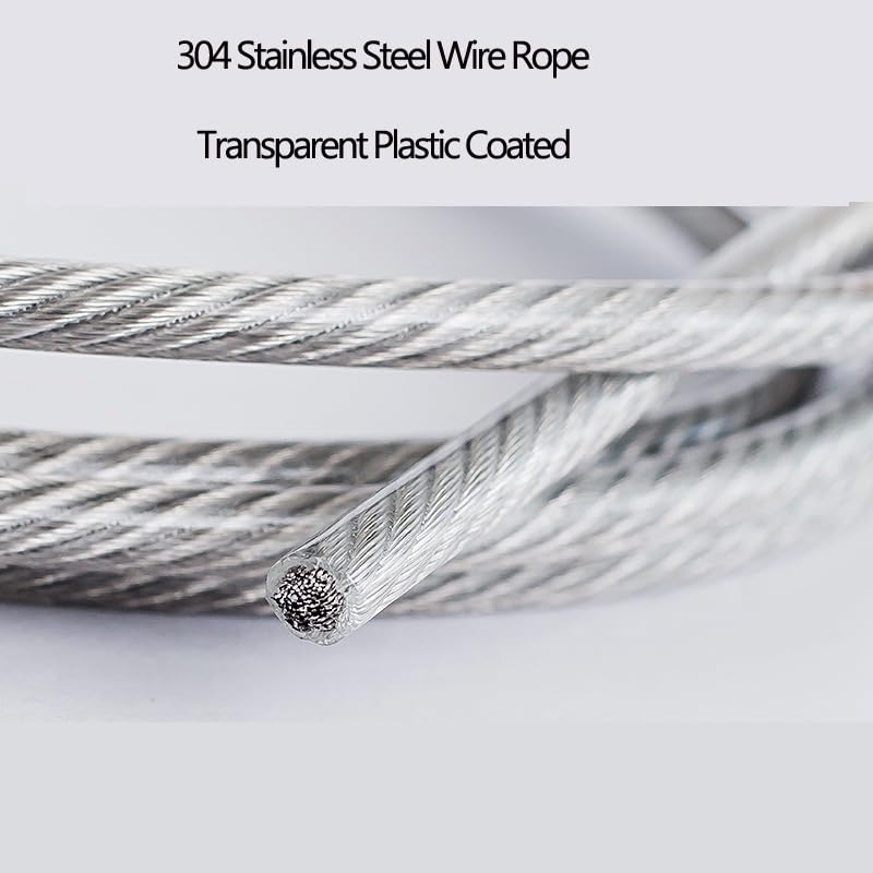 Cable Acero El plástico Transparente del PVC cubrió ningún Cable de Cuerda de Alambre de Acero Inoxidable de Las Rebabas 304 Cable Acero Plastificado (Size : 10 Meter, Color : Diameter 8mm)