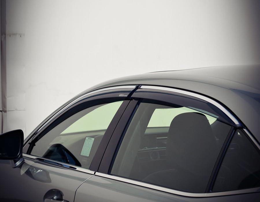 WellVisors Window Visors Wind Deflectors Compatible with Lexus 2014-2020 IS250 Sedan with Chrome Trim Rain Guards - 3-847LX018