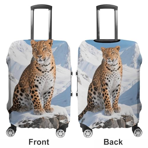 Snow Leopard Elastic Luggage Cover Suitcase Protector for 19-32 Inch Suitcases | Universal Stretchable Travel Bag Cover | Anti-Scratch, Washable with Zipper Closure XL3