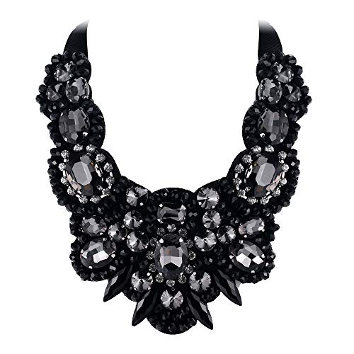 Flyonce Rhinestone Crystal Bib Chunky Collar Statement Necklace for Women Costume Jewelry