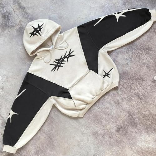 Men's Y2K Hip Hop Hoodie Retro Street Loose Letter Hoodie Gothic Clothes Rock Pullover Jacket2