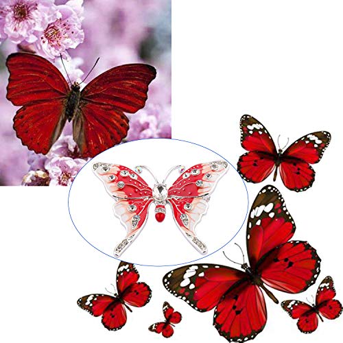 Image of FEELMEM Crystal Rhinestone Butterfly Brooch Pin Blue Color Butterfly Brooches for For Women Wedding /Banquet /Birthday Party