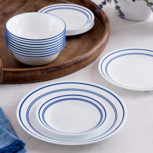 Corelle Vitrelle 8-Piece Dinner Plates Set, Triple Layer Glass and Chip Resistant, Lightweight Round 10-1/4-inch Plates, Classic Café Blue - Image 3