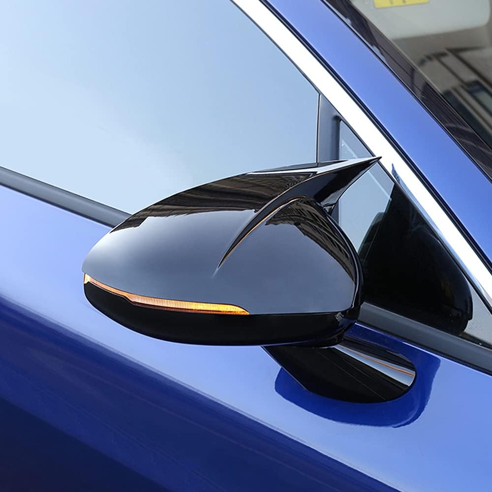 2PCS ABS Rearview Mirror Guard Cover Trim Side Door Moulding Shell Auto Exterior Decoration Accessories For KIA K5 2022 2021(Bright Black)
