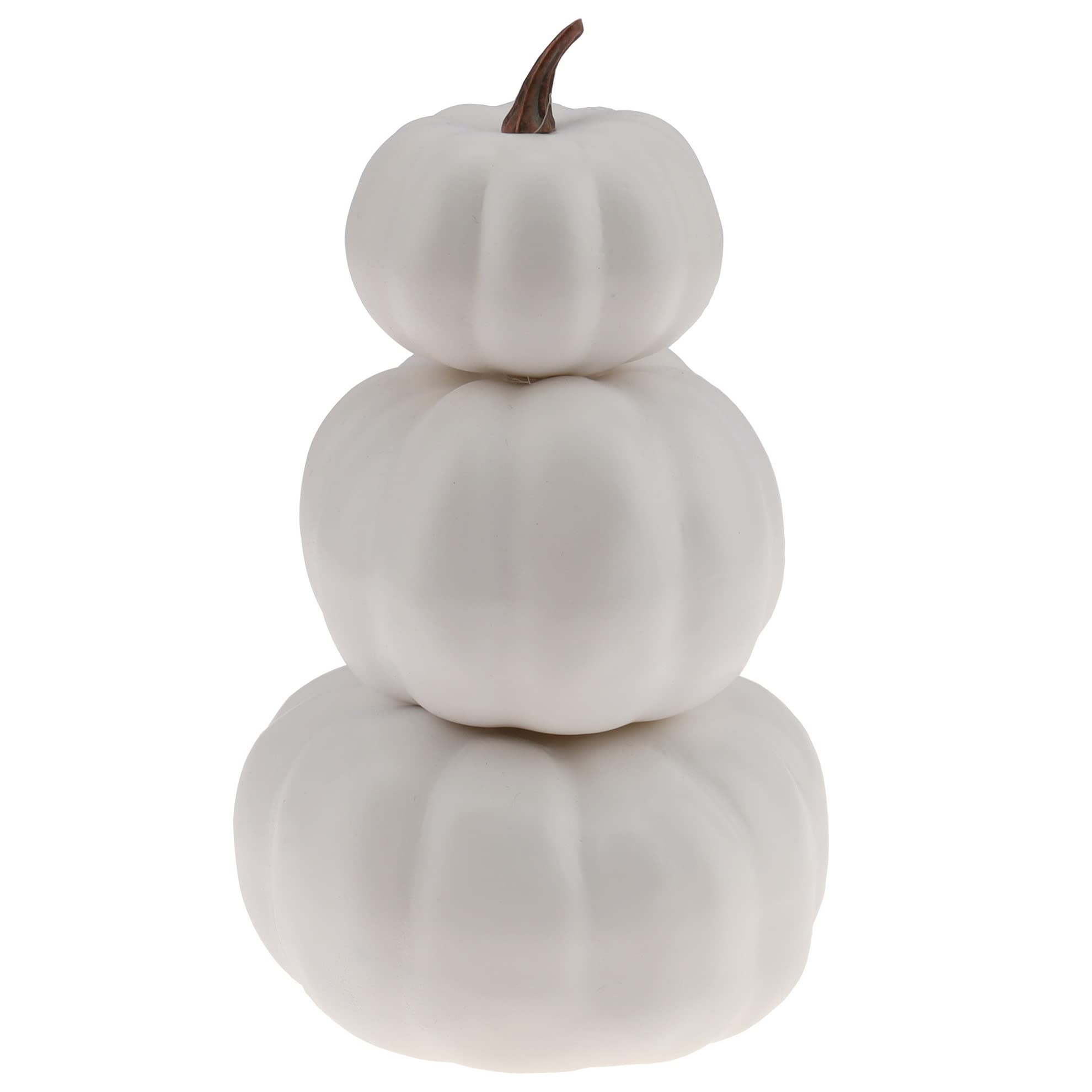 Gresorth Stacked White Pumpkins Towel Fake Artificial Halloween Decoration DIY Crafts Paintable Pumpkin for Home Party Table Kitchen Wedding Decorating