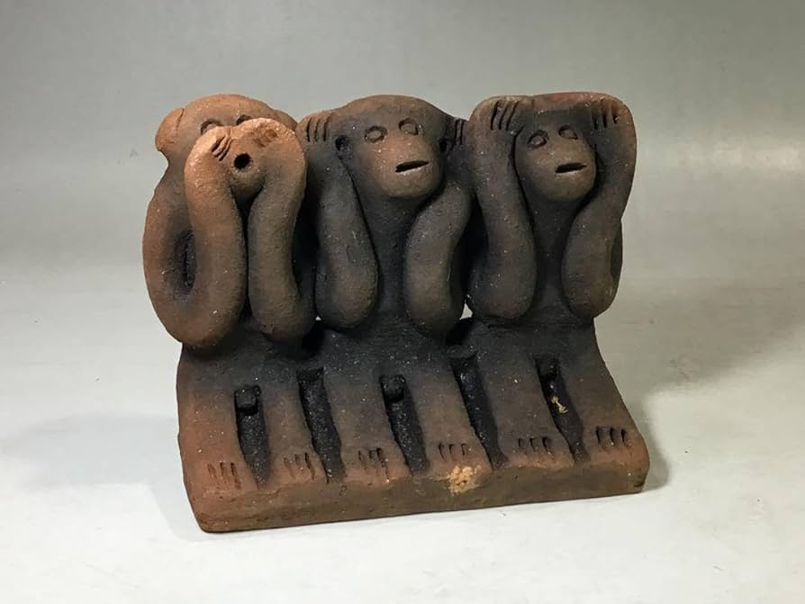 Amazon | 玩具 三猿 木葉猿 土人形 郷土玩具 猿 アート 民芸