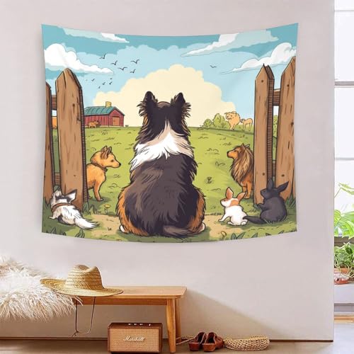 Tapisserie murale berger allemand 3D 180x230 cm grand format pour deco salon