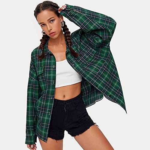 Zldhxyf Dames longblouse button down geruite blouse lange mouwen plaid shirt tuniek dun hemdjack - Image 4