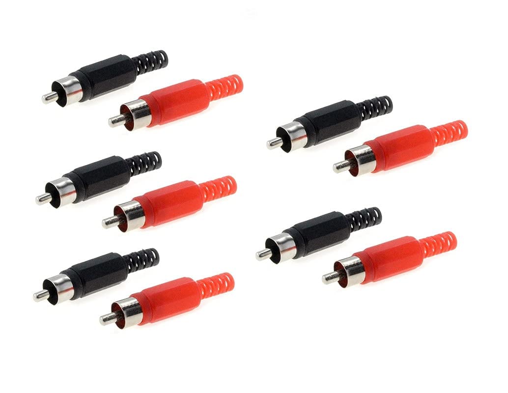 MEKtronics 5 Pair RCA Pin Male Audio Video RCA Connector for Stereo Cable Audio Video Jack Adapter Red Black Pair Pin Male Speaker Connector Pin For Cable Connector