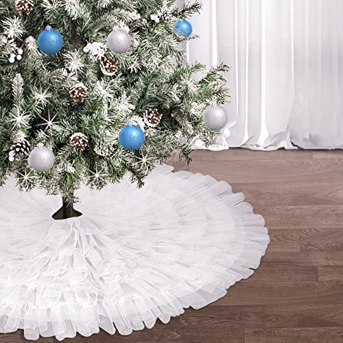 Amidaky Christmas Tree Skirt White Mini 30 inches Cute Modern Xmas Tree Skirt Clearance for Xmas Party Holiday Decorations