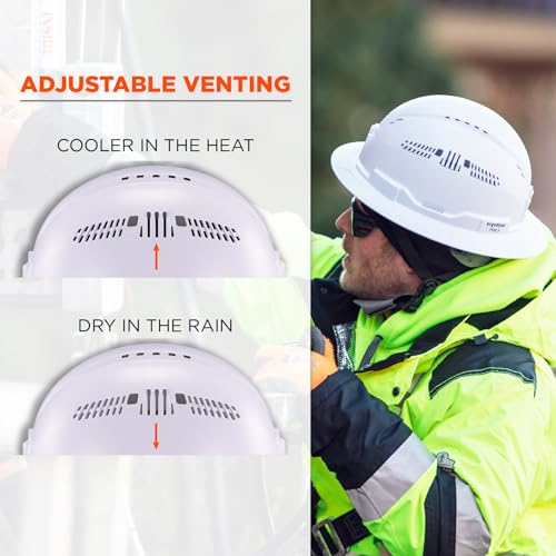 Image of Ergodyne 8964 Full Brim Safety Helmet, Type 2 Class C Hard Hat with Chin Strap, Adjustable Venting, ANSI /ISEA Z89.1-2014