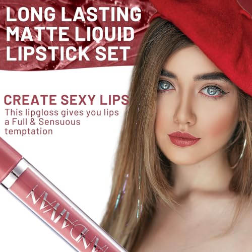 Leogony 6PCS Matt Lipsticks Long Lasting Set, Non-Stick Cup Lip Gloss Sets for Women, Matte Liquid Lipsticks Lipgloss Kits for Girls Gift - Image 4