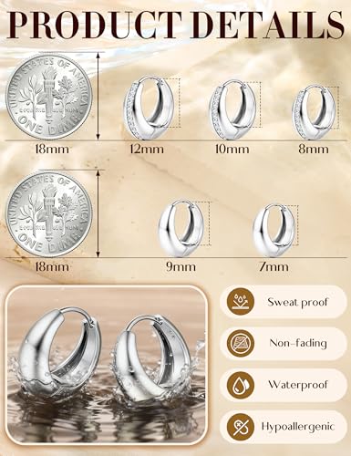 SAILIMUE 5 Pairs 14K Gold Plated Chunky Hoop Earrings for Women Trendy - image 6