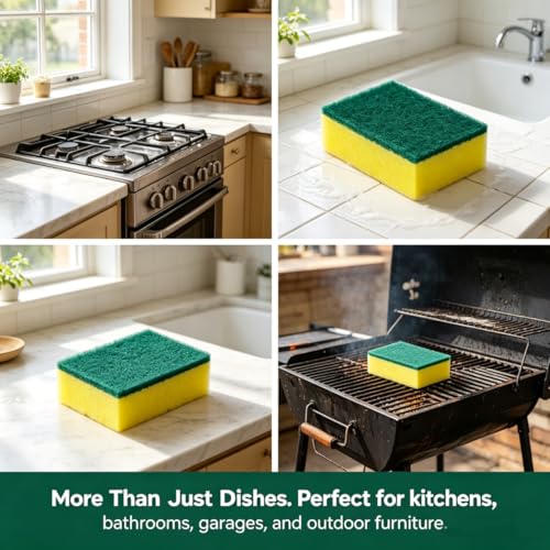 Image of Heavy Duty Scrub Sponges for Dishwashing Kitchen Sponges Non-Scratch Dual-Sided Scrubbing Sponges for Dishes, Pot, Pan, Bathroom and Household Cleaning,24 Pack