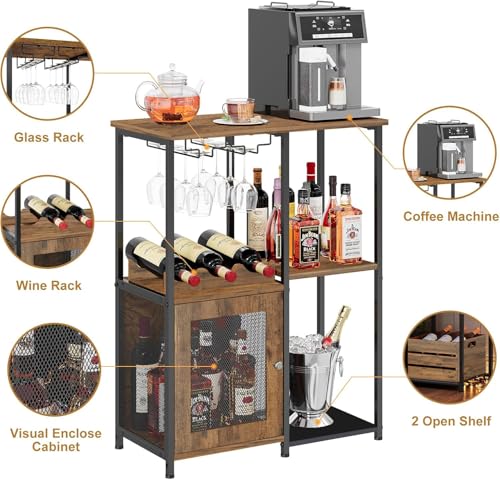 Image of Klaxon Bar Cabinet for Home - Stylish Home Bar Cabinet with Elegant Serving Surface - Durable Bar Unit for Living Room - Spacious Shelves for Bottles & Glasses - Perfect Bar Counter /Table (Xylo)