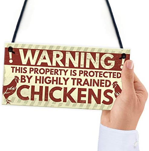 RED OCEAN Novelty Chicken Warning Sign Pet Bird Hen Gifts Chicken Coop Garden Home Plaque Funny Birthday Gift For Chicken Lovers