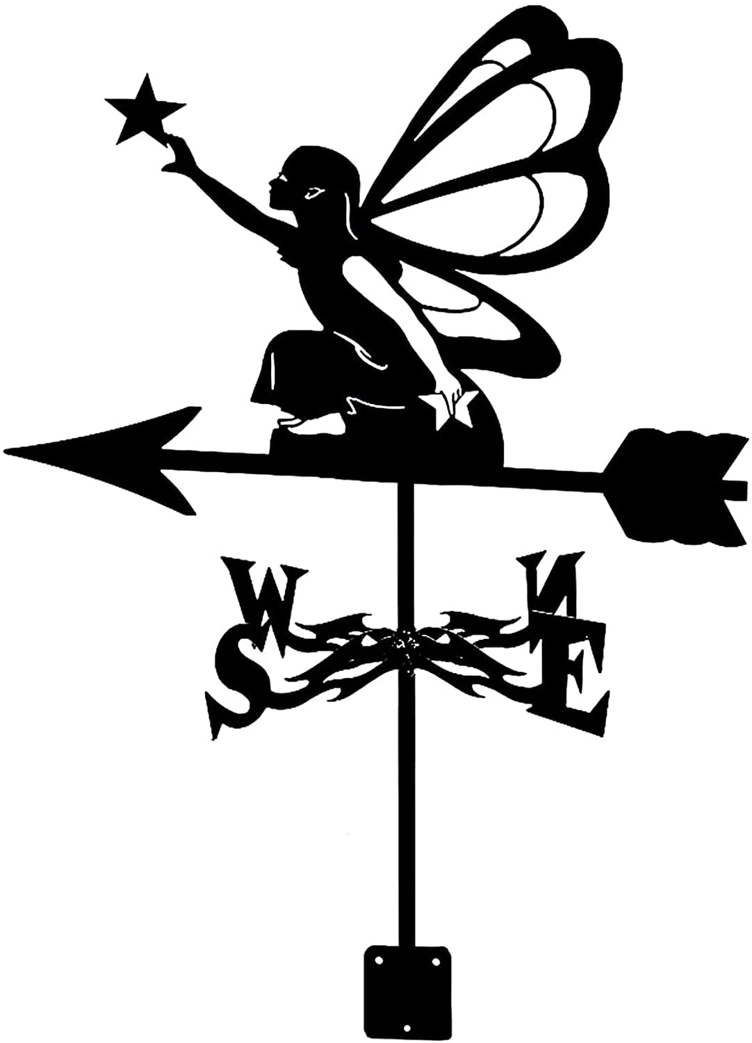 TAXXII wind vane Weathervane,Weathervane Fairy Elves Witch Silhouette Ornament Weather Vane Wind Direction Indicator Farm Scene with Anti-Rust Coating Resistant (D)