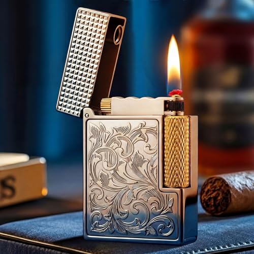 Encendedor Clásico de Metal Refillable Vintage Plateado miniatura 4