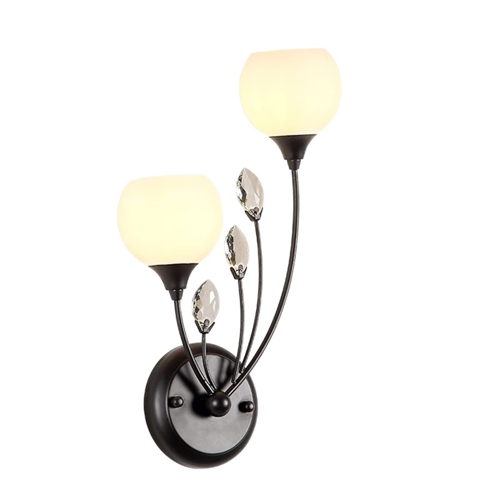 OZBMA Wall Mounted Light Nordic Minimalist Crystal Bedroom Bedside Lamp Dining Room Living Decoration Corridor Staircase Lighting Sconce Black Holder Reading