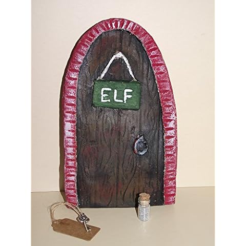 Hand Made Extra Large Elf Door With Magic Elf Dust and Key For Outdoor Use or Inside for Sitting on the Fireplace, Shelf, Skirting Board or Wall Cover