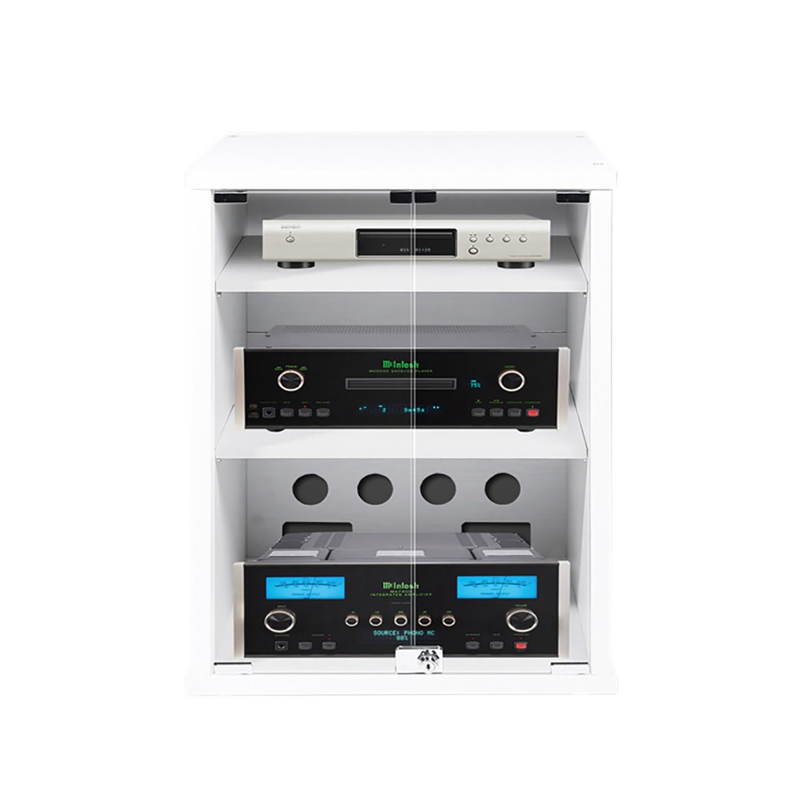 Stylowa szafka na multimedia, wszechstronny stojak na audio i odtwarzacz płyt muzycznych, idealny do przechowywania stereo, do domowej rozrywki, przestrzeni, śpiewania, design, 57,1 x 55,1 x 80 cm