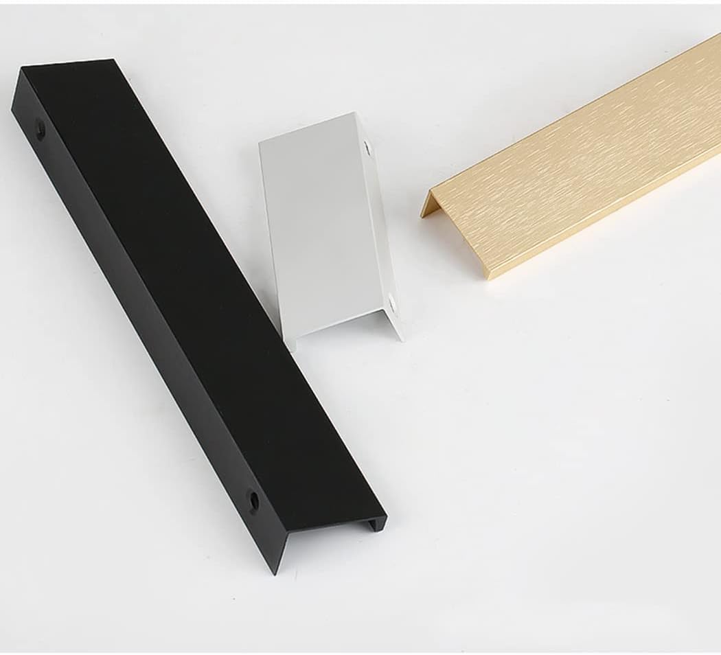 Manijas ocultas, manijas invisibles, para armario, cocina, armario, cocina, tiradores ocultos con borde de dedo, manijas de gabinete, manijas de cajones, pomos de muebles, color plateado, 2 piezas