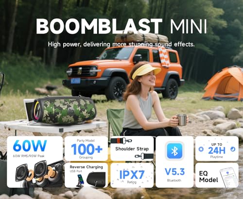 Image of TAZATA Portable Loud Bluetooth Speaker, 90W (Peak) Large Subwoofer Speakers Wireless Bluetooth 5.3 with Powerbank USB Charge Out,Rugged Outdoor for Party,Beach,Golf,Pool,Shower,Valentines Day Gifts