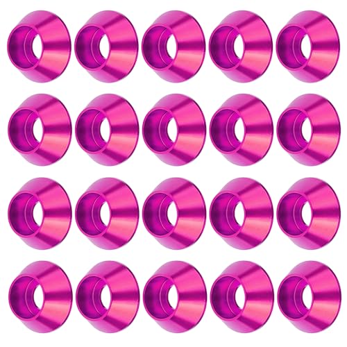 Dingtai 6061アルミワッシャーm2 m3 m4 m5 m6 m8円柱頭ボルトワッシャーカップヘッドワッシャードローン、玩具、模型に適しています20個入り (桃色です, M6)