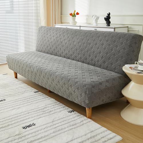 SUIOKPO Housse De Canapé sans Accoudoir Housse Clic Clac Extensible Jacquard Extensible Imperméable Universel Antidérapant Housse Protection pour Futon sans...