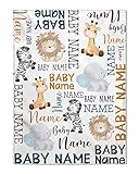 FLOCHIL Personalized Baby Blankets, Custom Baby Blanket - Baby Blanket with Name for Boys, Best Gift for Newborn Elephants Flush Fleece (30x40) (Monogram)