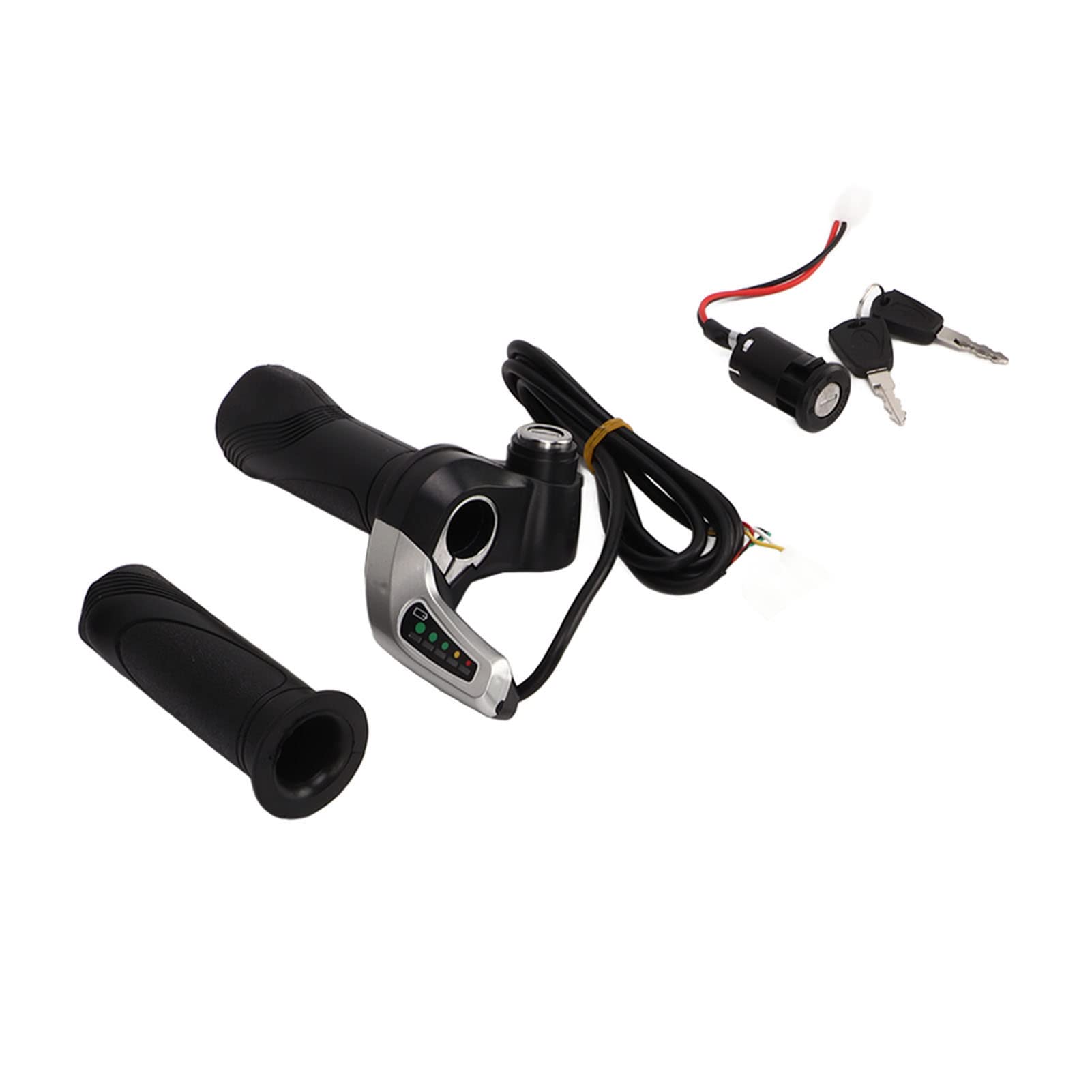 Poignée d’accélérateur pour vélo électrique, poignée de vitesse à torsion en alliage d’aluminium et ABS avec 5 voyants, pour la modification de vélos électriques, compatible avec