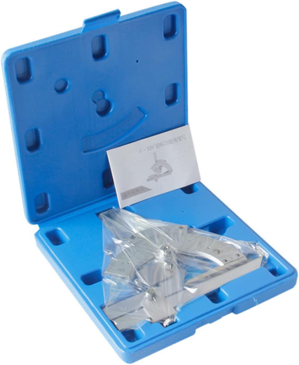 TEHAUX 320degree Protractor Precision Goniometer Tool for Woodworking Angle Measuring Ruler with Fine Portable Design Silver Finish