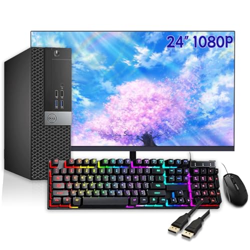Dell Optiplex 5040 SFF Computer Desktop PC and Monitor 24" 1080p, Intel Core i5-6500, 8GB RAM, 256GB SSD, Wired Keyboard & Mouse, Displayport, WiFi, BT, Windows 11 Pro (Renewed)