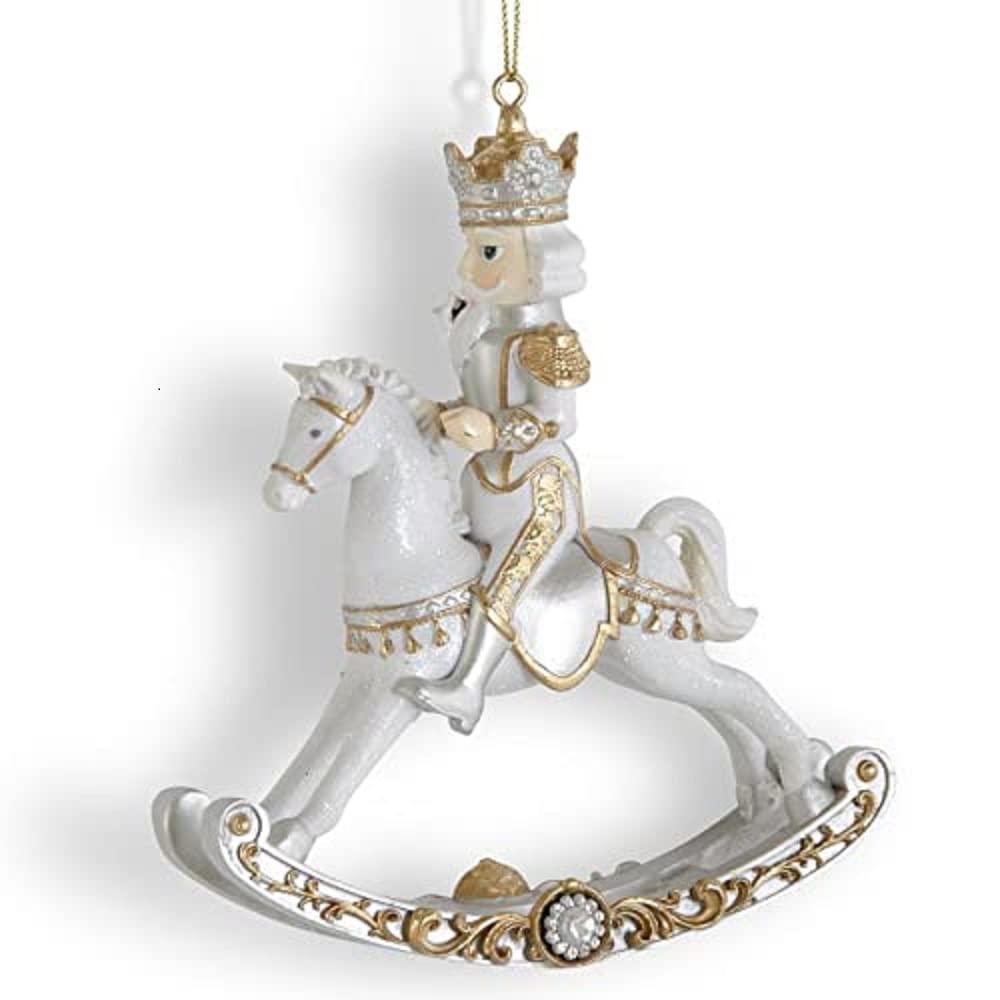 K&K Interiors 54869B White Gold and Silver Resin Nutcracker on