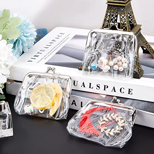 Image of GORGECRAFT 6PCS Clear Coin Purses Transparent Change Purses Waterproof PVC Jelly Wallets Kiss Lock Clear Change Pouch Gifts for Women Carrying Your Change Cards Earphone Keys