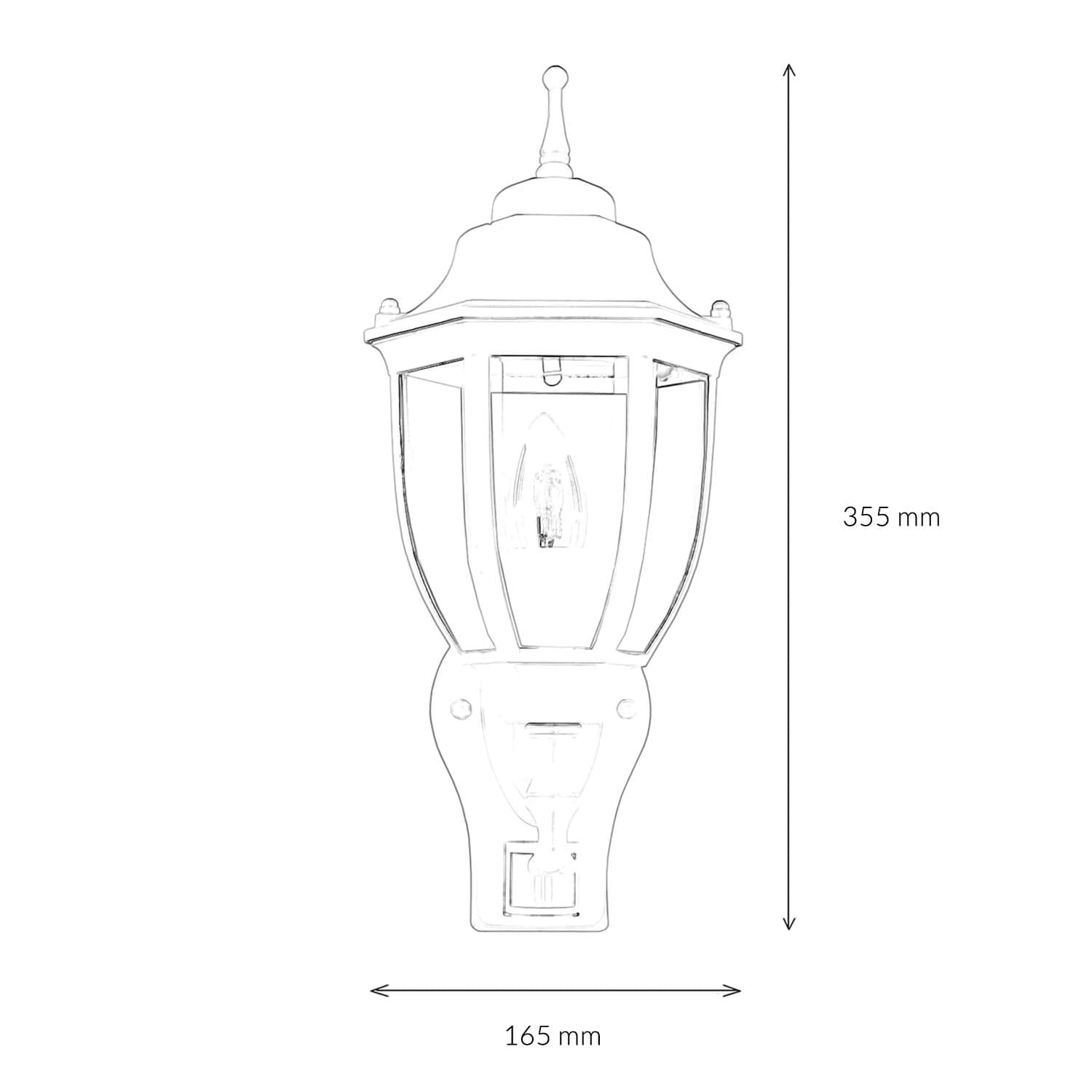 Licht-Erlebnisse Außenlampe mit Bewegungsmelder Glas Aluminium in Schwarz Kupfer IP44 Hauseingang E27 bis 60 W Rustikale Wandaußenleuchte Balkon LYON