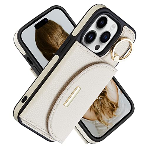 Keallce Case for iPhone 14 Pro, Stand Ring Holder Kickstand, Flip Leather Wallet Casewith Card Holder