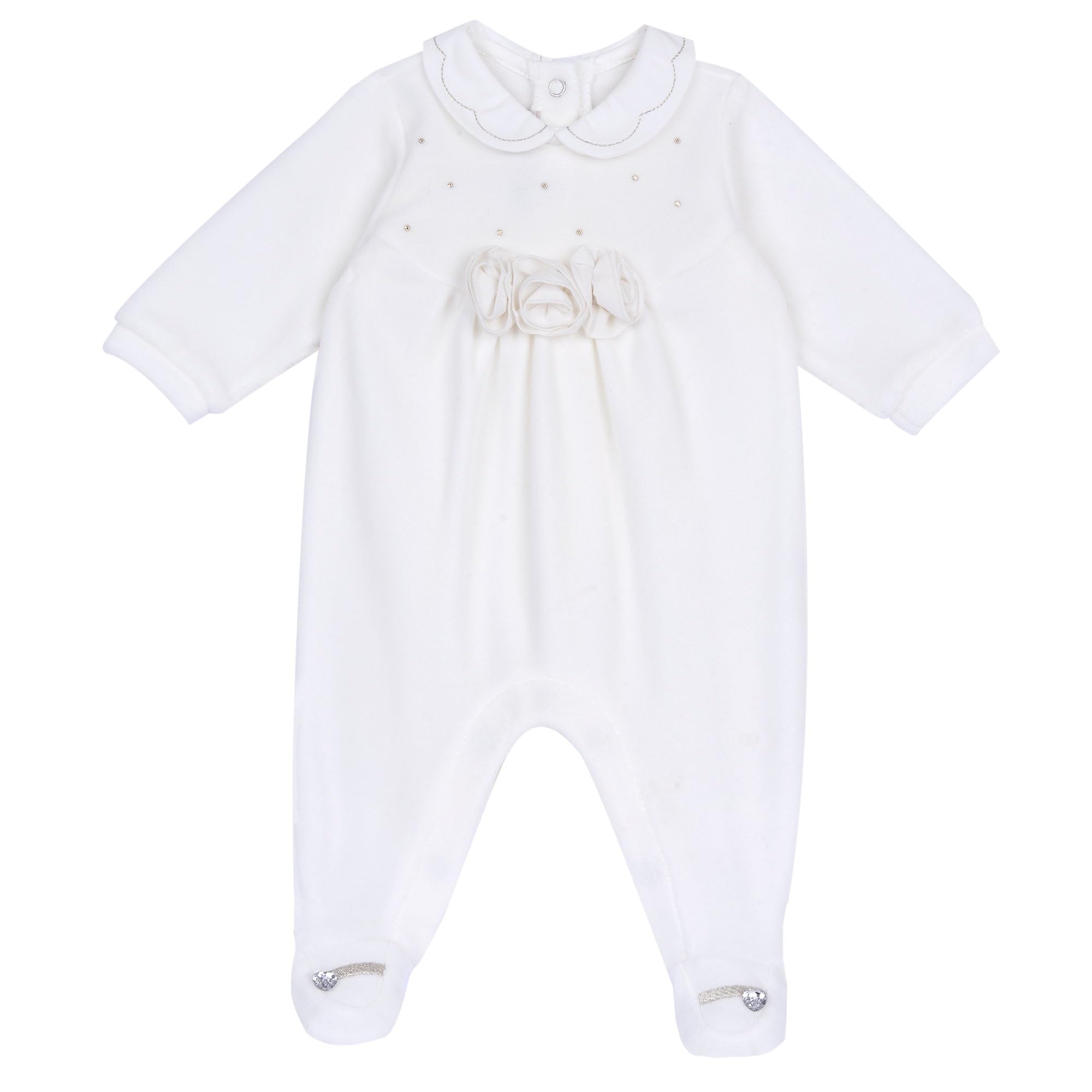 Chicco, Tutina in ciniglia con colletto baby per neonata, Bianco