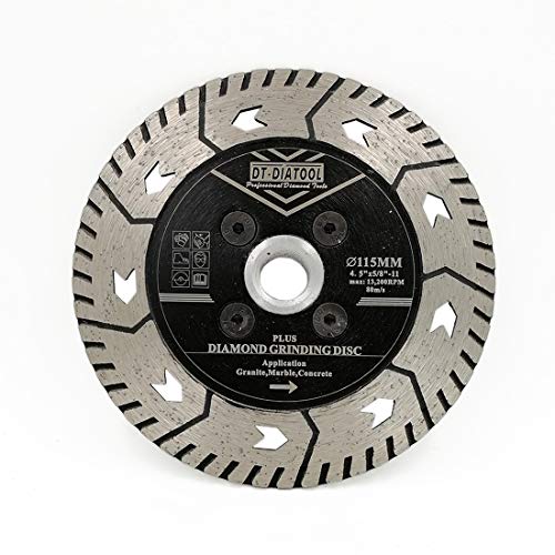 DT-DIATOOL 4.5 Inch Diamond Dual Blade Cuting Grinding and Sharpening for Granite Marble Concrete