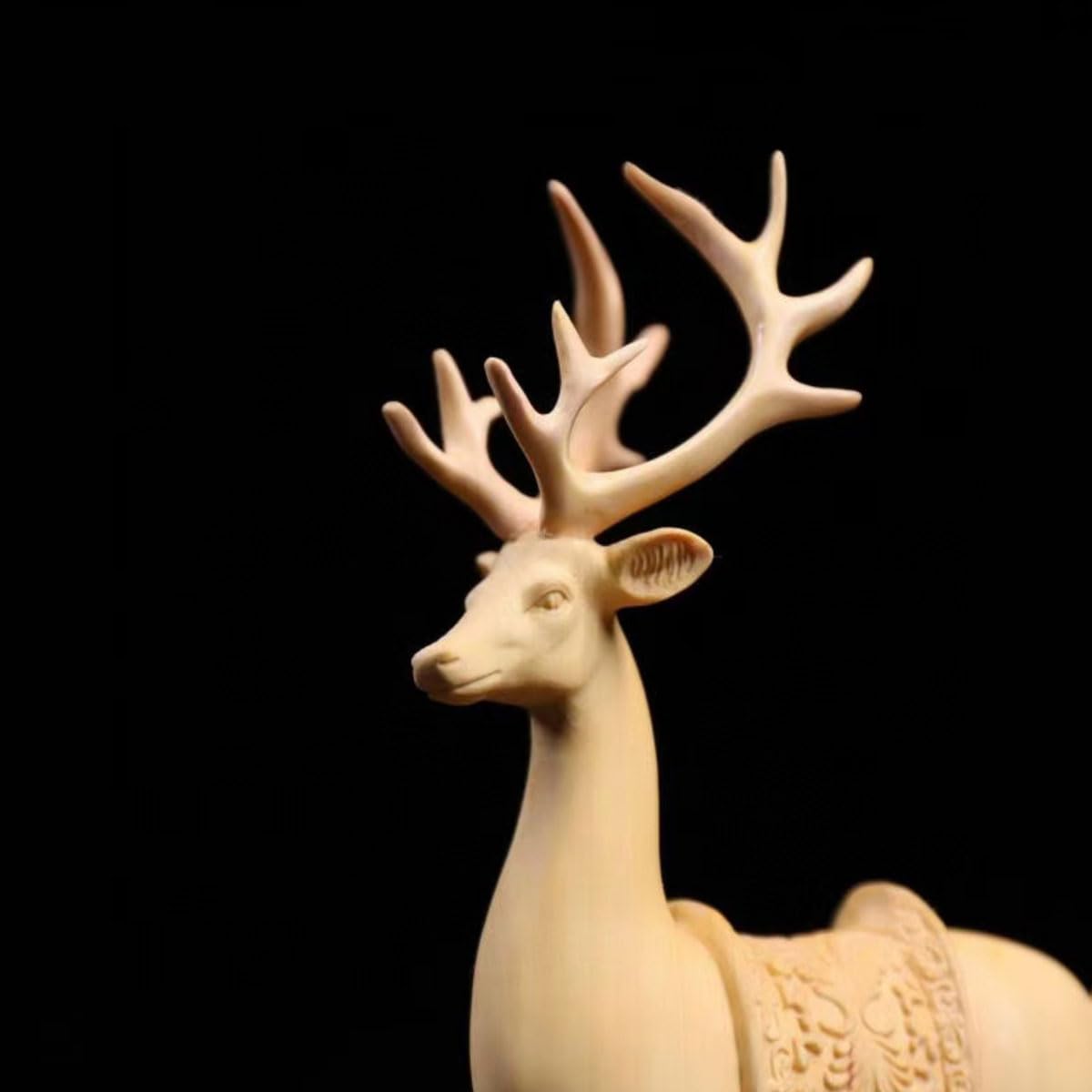 Amazon.co.jp: dsdsad 木彫り エゾシカ 鹿(Sika Deer) 天然木製(柘植