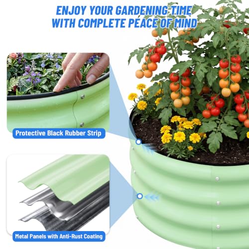 Image of SnugNiture 3 Pcs 2x2x1ft Round Galvanized Raised Garden Bed Kit Outdoor, Metal Planter Box for Planting Plants Vegetables, Green