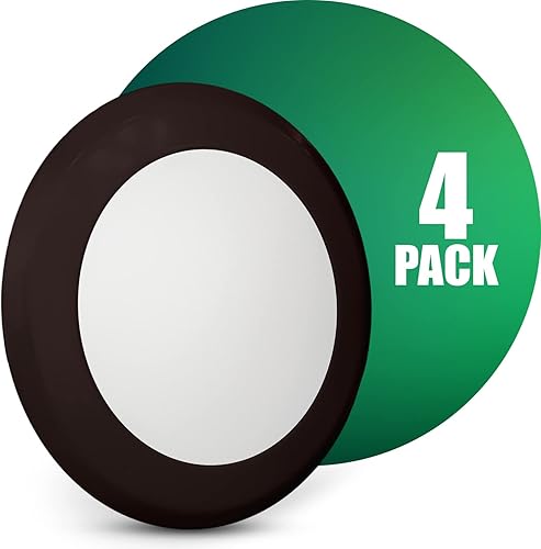 QPLUS Paquete de 4 luces de disco de 7.5 pulgadas de 15 W, 1050 LM, mini lámparas de techo de montaje empotrado (marrón, 3000 K)