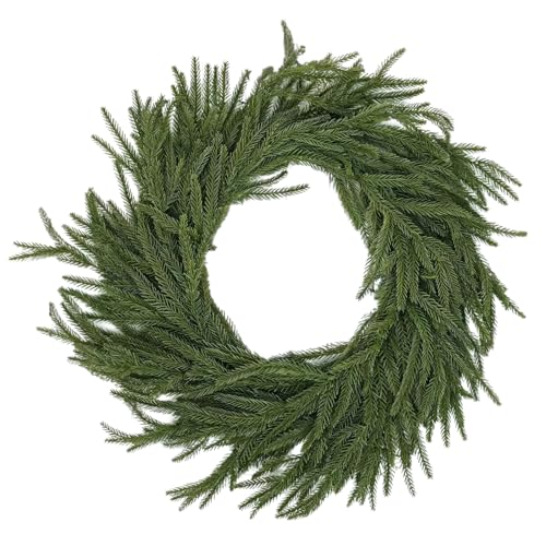 Norfolk Guirnalda de pino de 6 pies, guirnalda de pino de decoración navideña, enredadera de aguja de pino sintético flexible para corona de puerta, ramas verdes para chimenea, interior y exterior