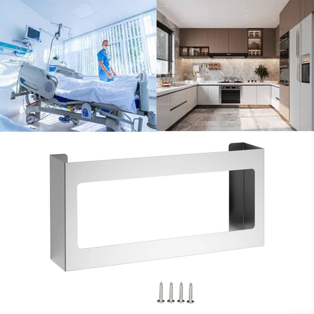 FACAIIO Support mural pour boîte à gants en acier inoxydable, distributeur à 4 compartiments, organisateur de gants, lingettes, serviettes, pour rangement robuste, hôpital, restaurant, toilettes