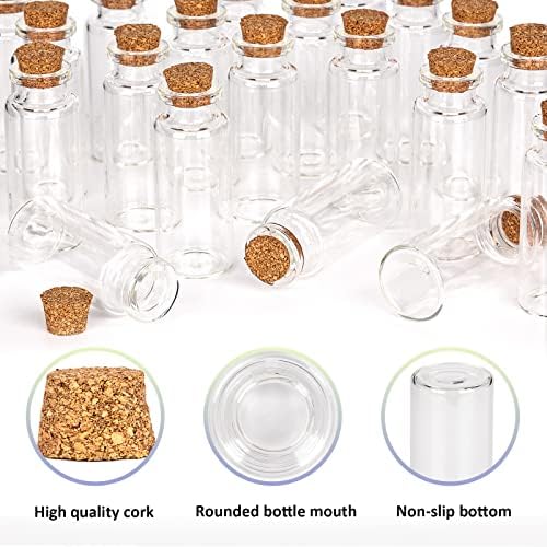 AXKIIN Small Glass Bottles 50Pcs 20ml Mini Glass Bottles with Cork Spell Jars Wish Bottles for DIY Arts Crafts Wedding Decoration Christmas Favours Storage Accessories