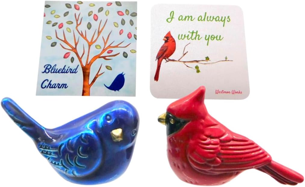 Westmon Works Cardinal and Bluebird Pocket Charm Trinket Set Memorial Metal Token with Legend Story Card