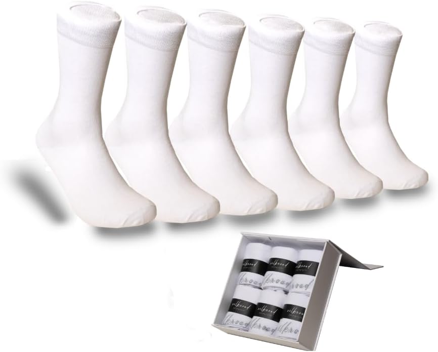 SilkRoad Silk Dress Men's Socks, Anti-Sweat Work Socks, ankle Socks, Christmas gift for husband boss and father, 6 Pairs