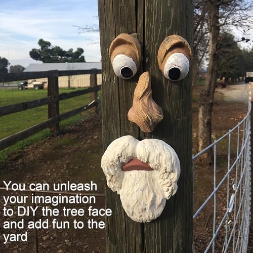 Tree Faces Decor Outdoor, Tree Face Outdoor Statues Old Man Trees Hugger Bark Ghost Yard Art Garden Decoration, Trees Decorations Outdoor for Halloween Easter(Style A)