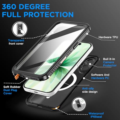 AICase for iPhone 17 Case Waterproof Clear with MagSafe Water Proof/Snowproof/Dustproof/Shockproof,IP68 Certified 360 Full Body Protection Fully Sealed Underwater Cover for iPhone 17 6.3" - image 3